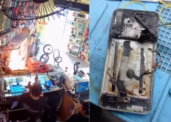 VÍDEO: Celular explode durante troca de tela em assistência técnica do Paraná